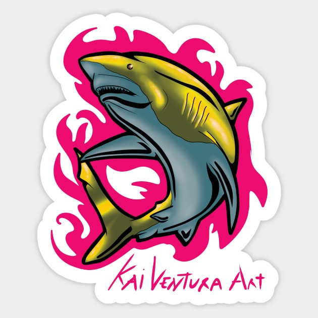 Bull Shark Rad Surf Color Variant B Sticker by Kai Ventura